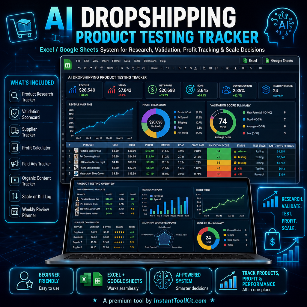AI Dropshipping System – Blueprint, 300 Prompts, Tracker, Dashboard & AI Coach